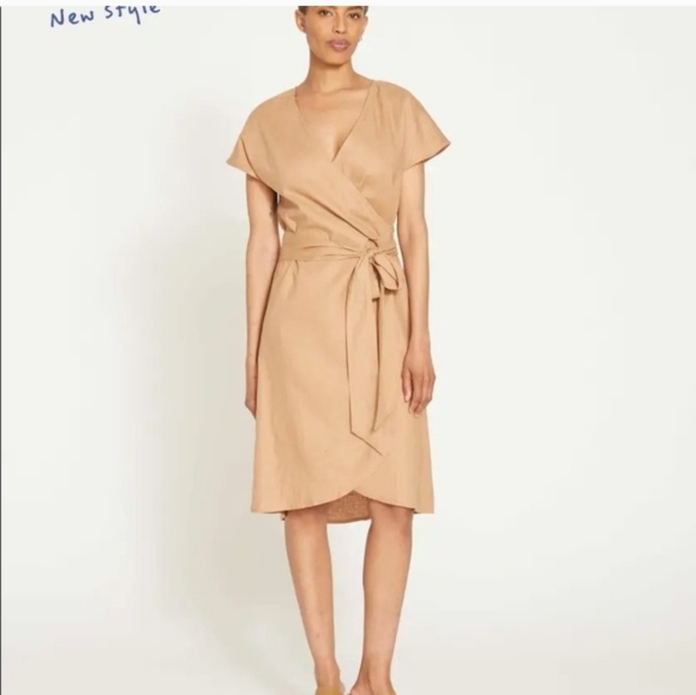 Terracotta Linen Tulip Hem Wrap Dress